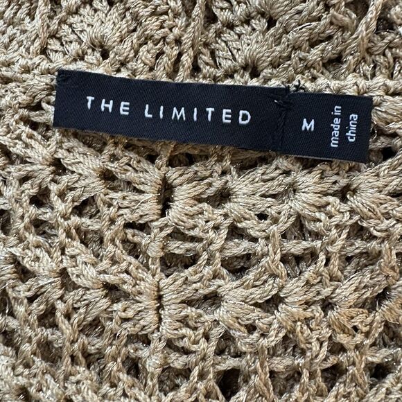 Vintage The Limited Crocheted Lace Top Gold Sheer Beaded Womens Medium - Picture 6 of 8